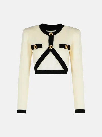Balmain 'crop' Cream Wool Blend Cardigan