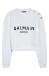 Balmain Crop Logo Graphic Sweatshirt In White