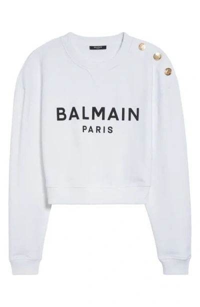 Balmain Crop Logo Graphic Sweatshirt