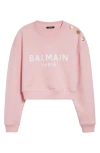 Balmain Crop Logo Graphic Sweatshirt In Gold