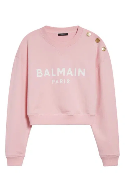 Balmain Crop Logo Graphic Sweatshirt