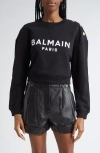Balmain Women Logo Organic Cotton Cropped Sweatshirt