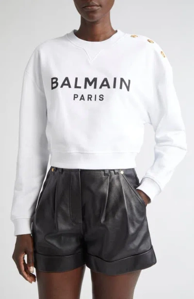 Balmain Crop Logo Graphic Sweatshirt
