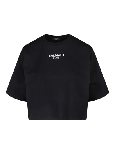 BALMAIN CROP LOGO T-SHIRT
