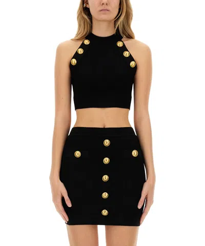 Balmain Crop Top In Black