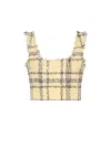 Balmain Crop Top In Glitter Plaid Tweed In Multi