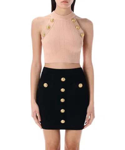 Balmain Crop Top In Pink