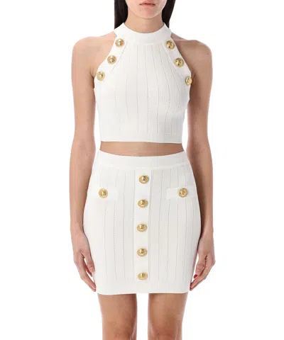 Balmain Crop Top In Blue