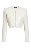 Balmain Crop Tweed Spencer Jacket In Multi