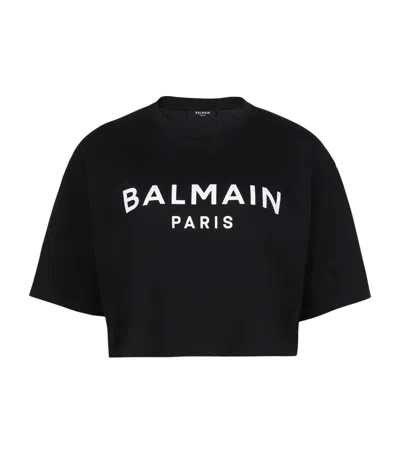BALMAIN CROPPED LOGO T-SHIRT