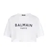 Balmain Logo Cotton Jersey Cropped T-shirt In White