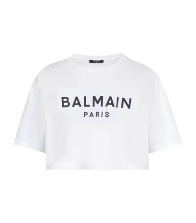 BALMAIN CROPPED LOGO T-SHIRT