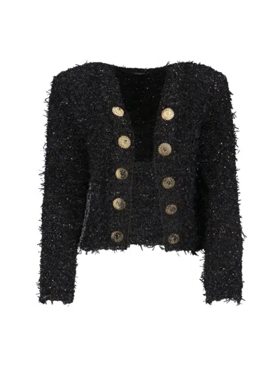 BALMAIN BALMAIN CROPPED BLACK JACKET