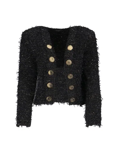 Balmain Women Lurex Tweed Blazer In Black