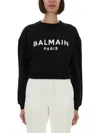 Balmain Women Logo Organic Cotton Cropped Sweatshirt In Black