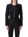 Balmain Cropped Zipped Jacket Featuring Structured Shoulders In Black