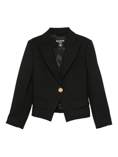 Balmain Kids' Cropped Blazer In Black