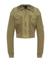 Balmain Cropped Bomber Jacket In Green