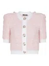 Balmain Short-sleeved Knit Cardigan In Multi