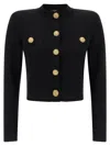 Balmain Cropped Cardigan Sweaters And Cardigans Black In Black