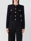 Balmain Cropped Cardigan Round Neck Long Sleeves Pockets In Black