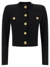 Balmain Cropped Cardigan Sweaters And Cardigans Black In Black