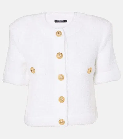 Balmain Cropped Cardigan In White