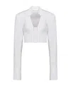 Balmain White Cotton Poplin Cropped Shirt In White