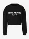 Balmain Women Logo Organic Cotton Cropped Sweatshirt