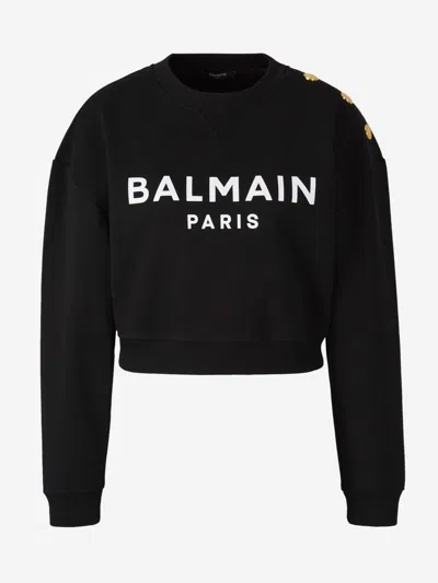 BALMAIN BALMAIN CROPPED COTTON SWEATSHIRT
