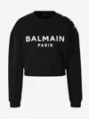 Balmain Cropped Cotton Sweatshirt In Black