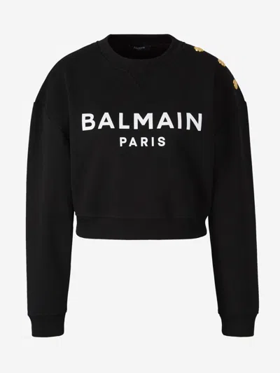 Balmain Cropped Cotton Sweatshirt