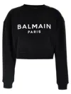 Balmain Women Logo Organic Cotton Cropped Sweatshirt In Made Of A Cotton Fabric