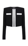 Balmain Panel Cropped Jacket Gold Buttons Sleeves In Black,white
