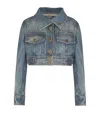 Balmain Cropped Denim Jacket In Blue