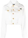 Balmain Cropped Denim Jacket With Decorative-buttons In White
