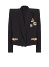 Balmain Cropped Embroidered Jacket In Black