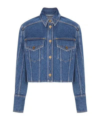 Balmain Blazer Featuring Chest Pockets Long Sleeves In Blue