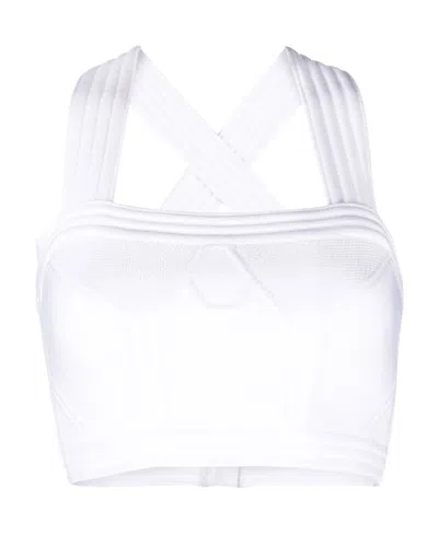 Balmain Cropped Geometric-panelled Top In White