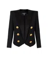 Balmain Cropped Grain De Poudre Edge-to-edge Jacket With 6 Buttons In Black