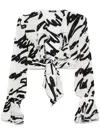 Balmain Love Letter Print Silk Cropped Top In Weiss