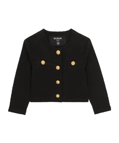Balmain Kids' Cropped Jacket In Black