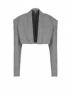 Balmain Cropped Jacket In Prince Of Wales Jacquard In Gray