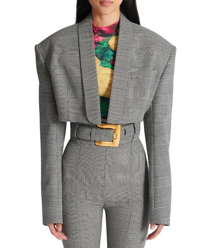 Balmain Cropped Jacket In Prince Of Wales Jacquard In Multi