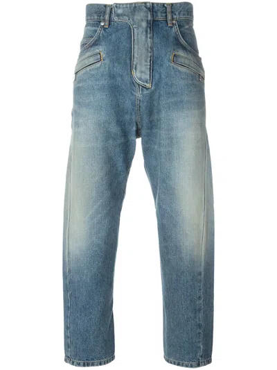 Balmain Cropped Jeans In Blue