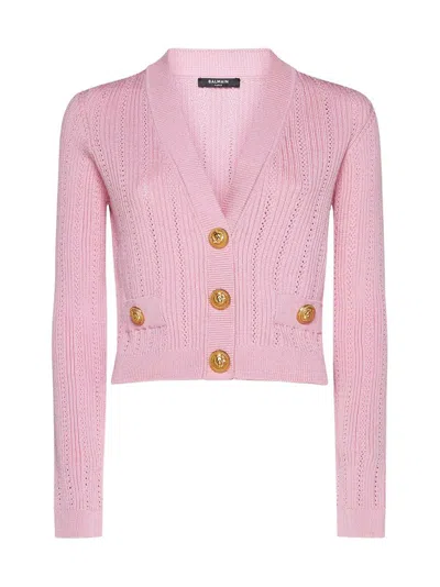 BALMAIN BALMAIN CROPPED KNIT CARDIGAN