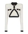 Balmain Cropped Knit Cardigan In White
