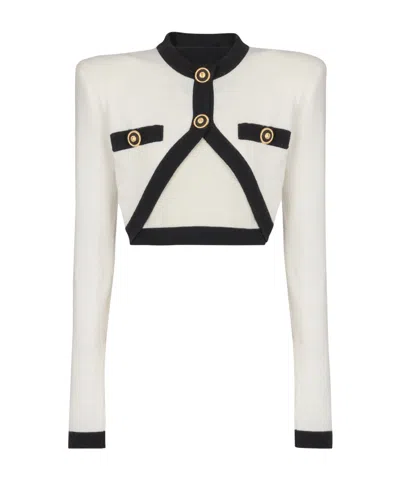 BALMAIN BALMAIN FAUX CARDIGAN DESIGN KNIT JUMPER