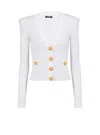 Balmain Logo Buttons Cardigan Sweaters And Cardigans White In White