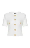 Balmain Short Sleeve Buttoned Pocket Knit Cardigan In White